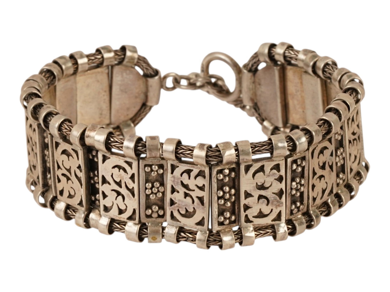 VINTAGE STERLING SILVER LINK AND CHAIN BRACELET (1 of 9)