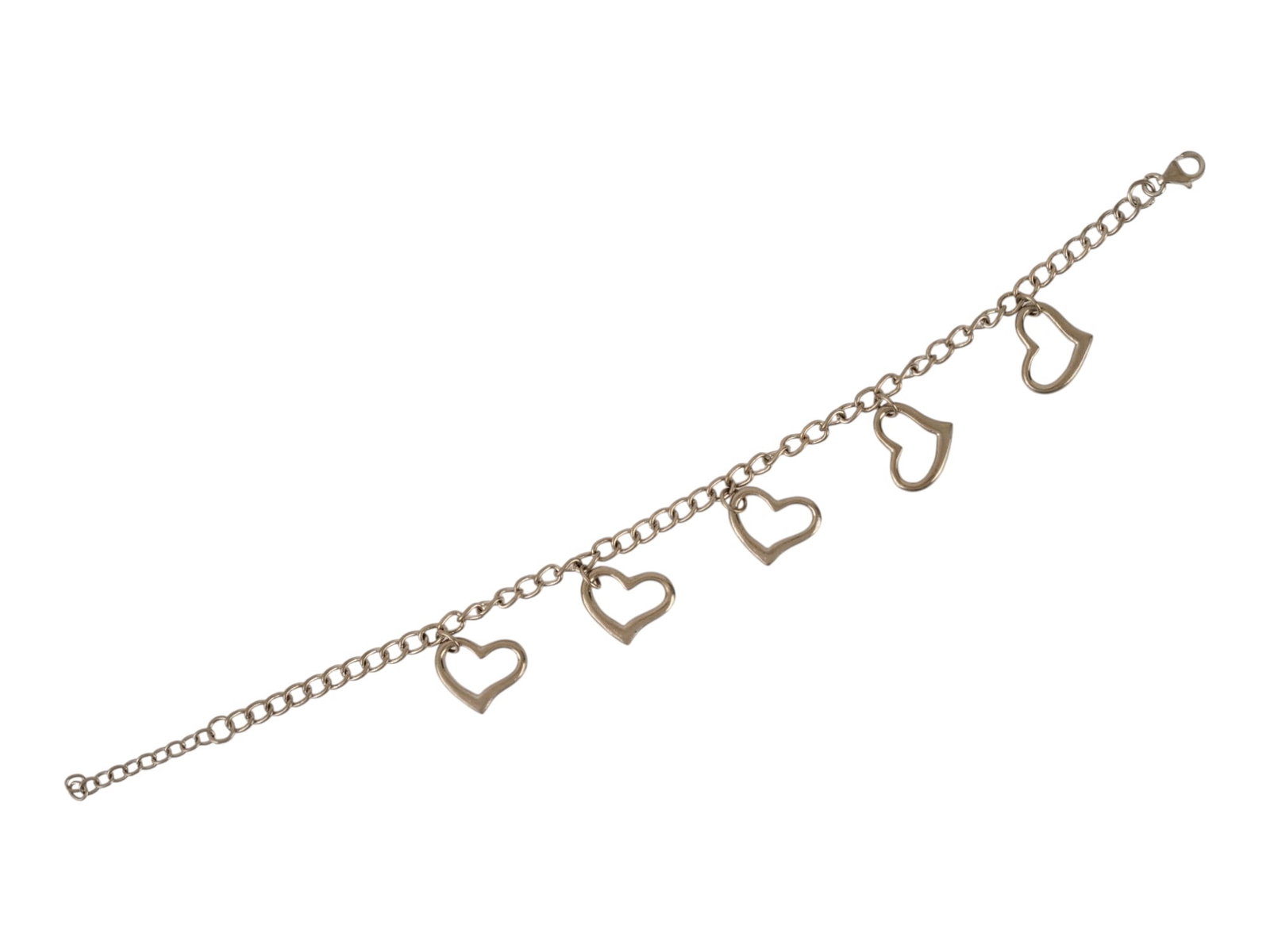 VINTAGE STERLING SILVER HEART CHARM BRACELET (1 of 5)