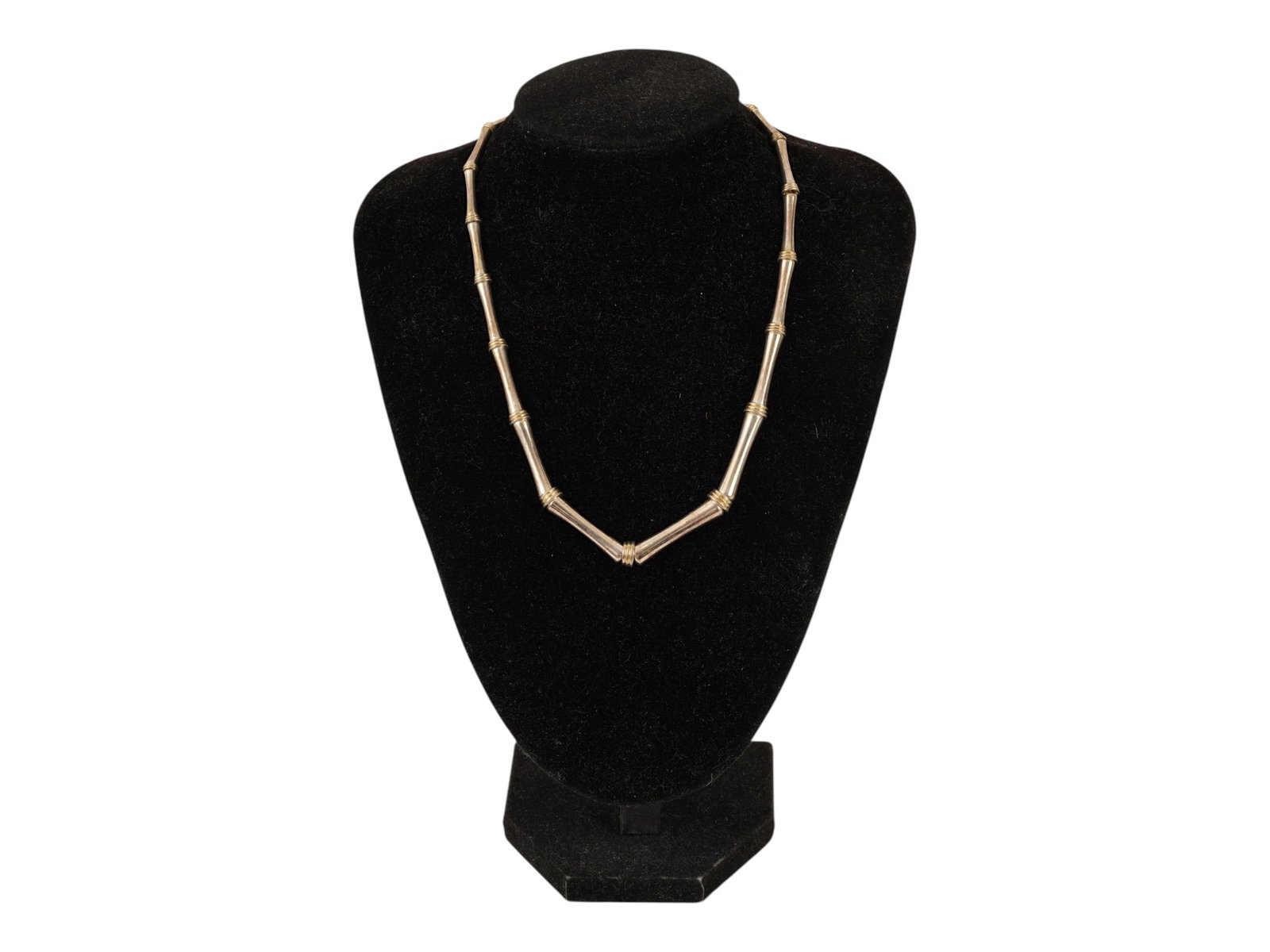VINTAGE MODERNIST STERLING SILVER BAMBOO LINK NECKLACE (1 of 5)