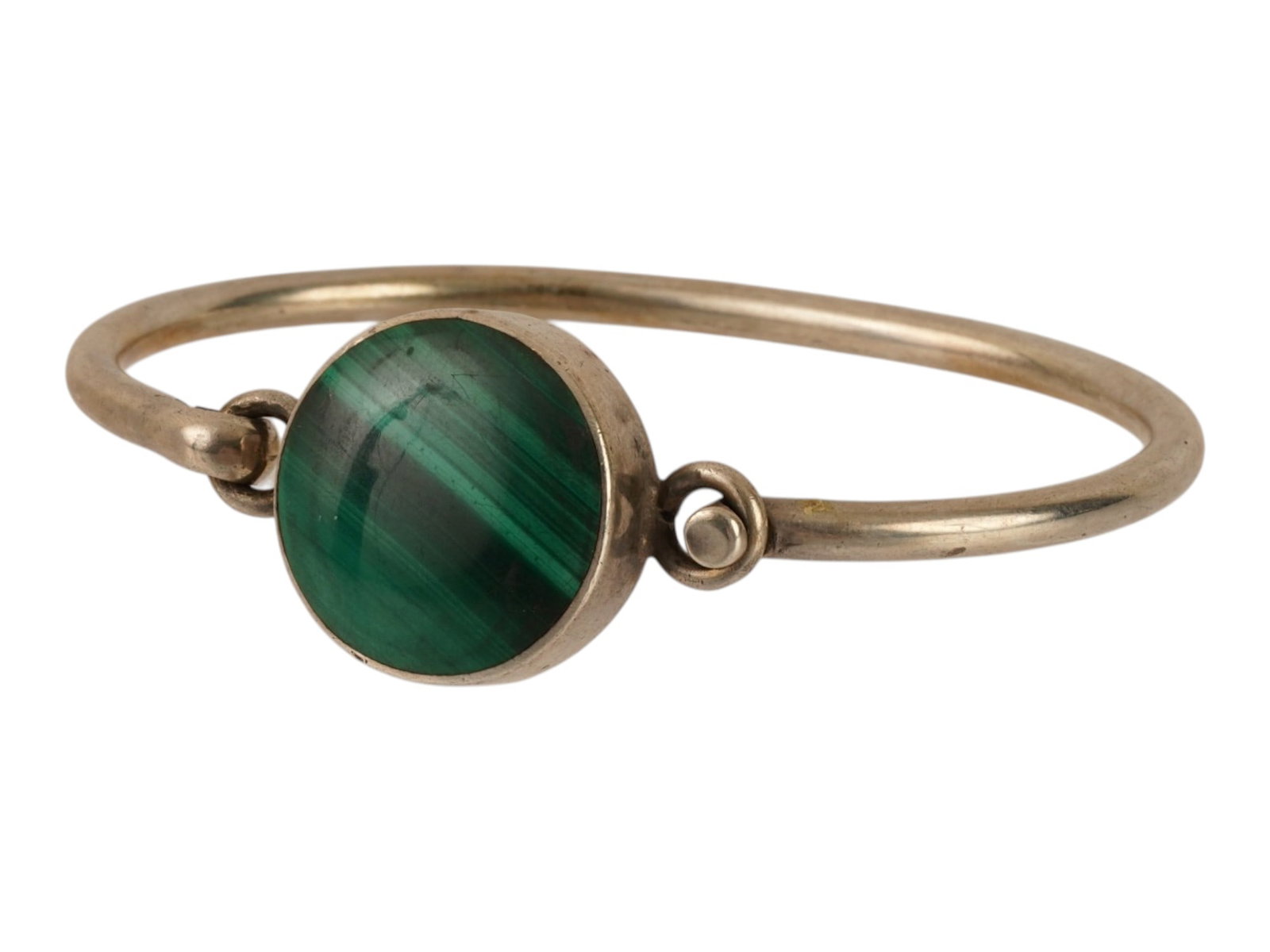 VINTAGE STERLING SILVER MALACHITE BANGLE BRACELET (1 of 7)