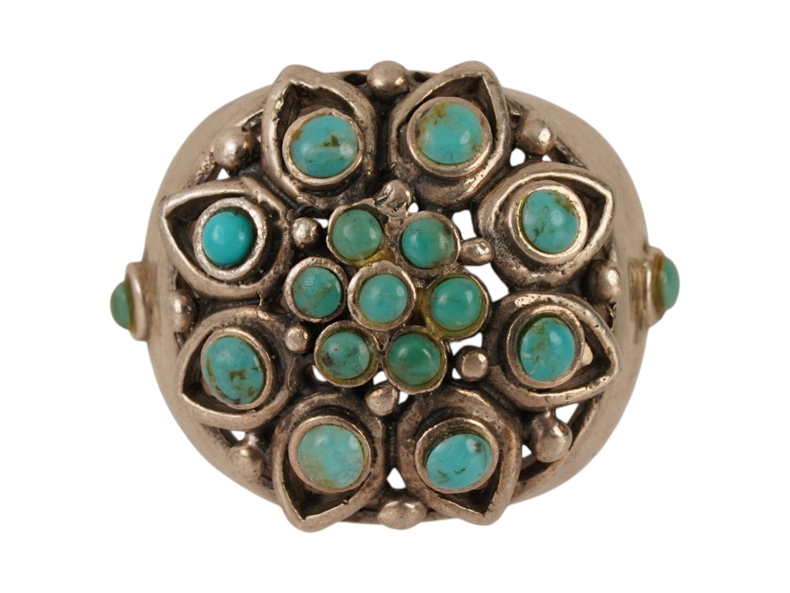 BARSE STERLING SILVER AND TURQUOISE CLUSTER RING (1 of 8)