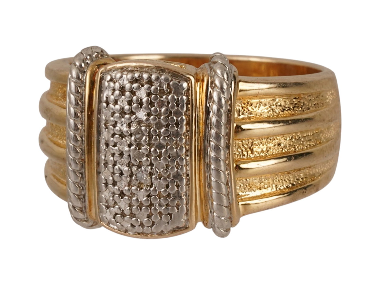 VINTAGE GILT STERLING SILVER DIAMOND RING (1 of 9)