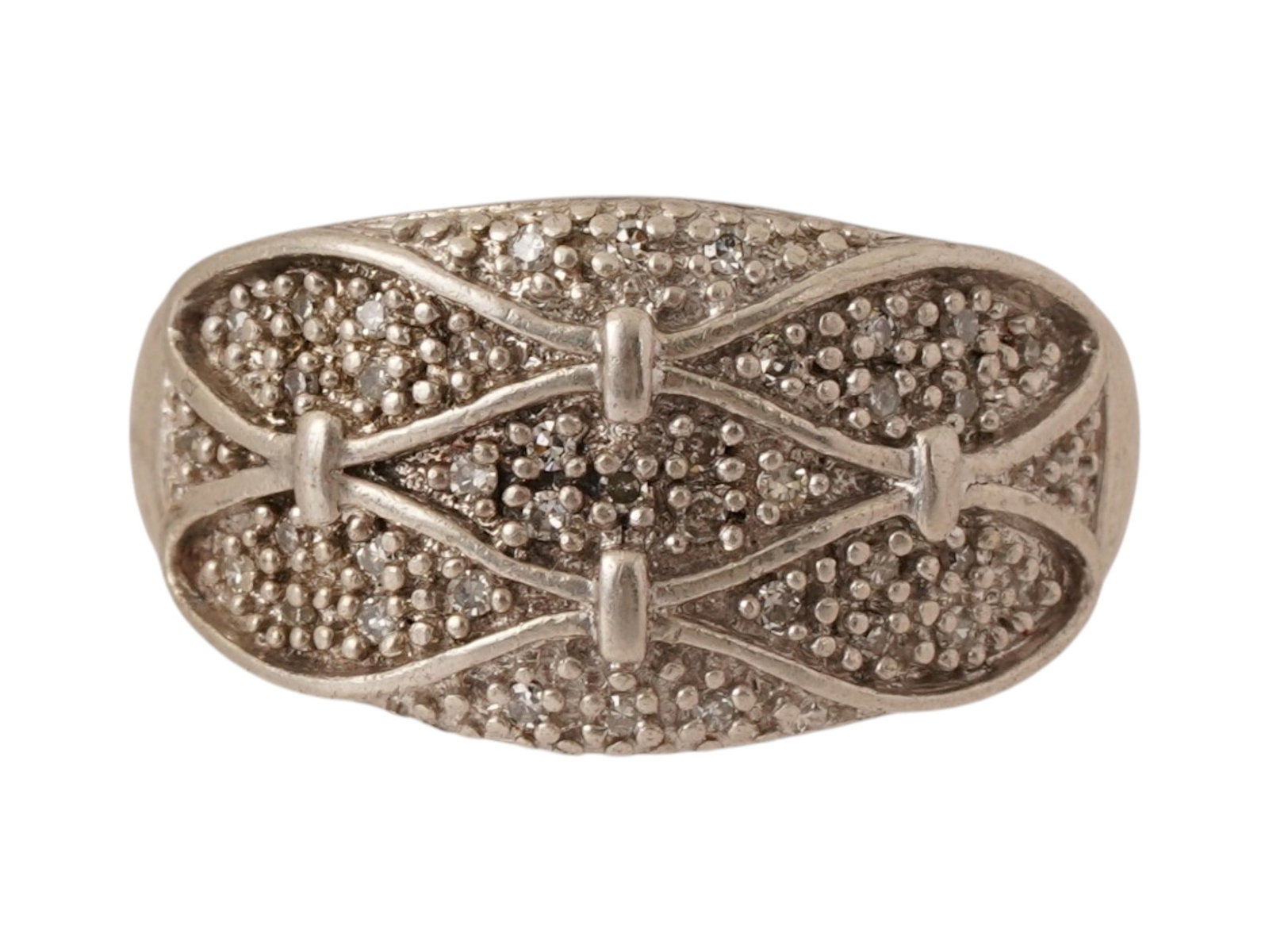 STERLING SILVER PAVE DIAMOND DOME COCKTAIL RING (1 of 8)