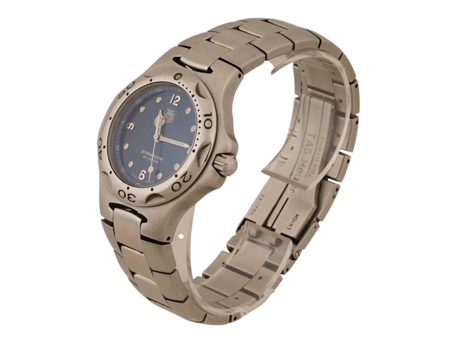 TAG HEUER KIRIUM PROFESSIONAL 200 METERS WRISTWATCH: A TAG Heuer Kirium Professional 200 Meters wristwatch featuring a futuristic stainless steel case and integrated bracelet, complemented by a blue sunburst dial with Arabic numerals, luminous indices, 