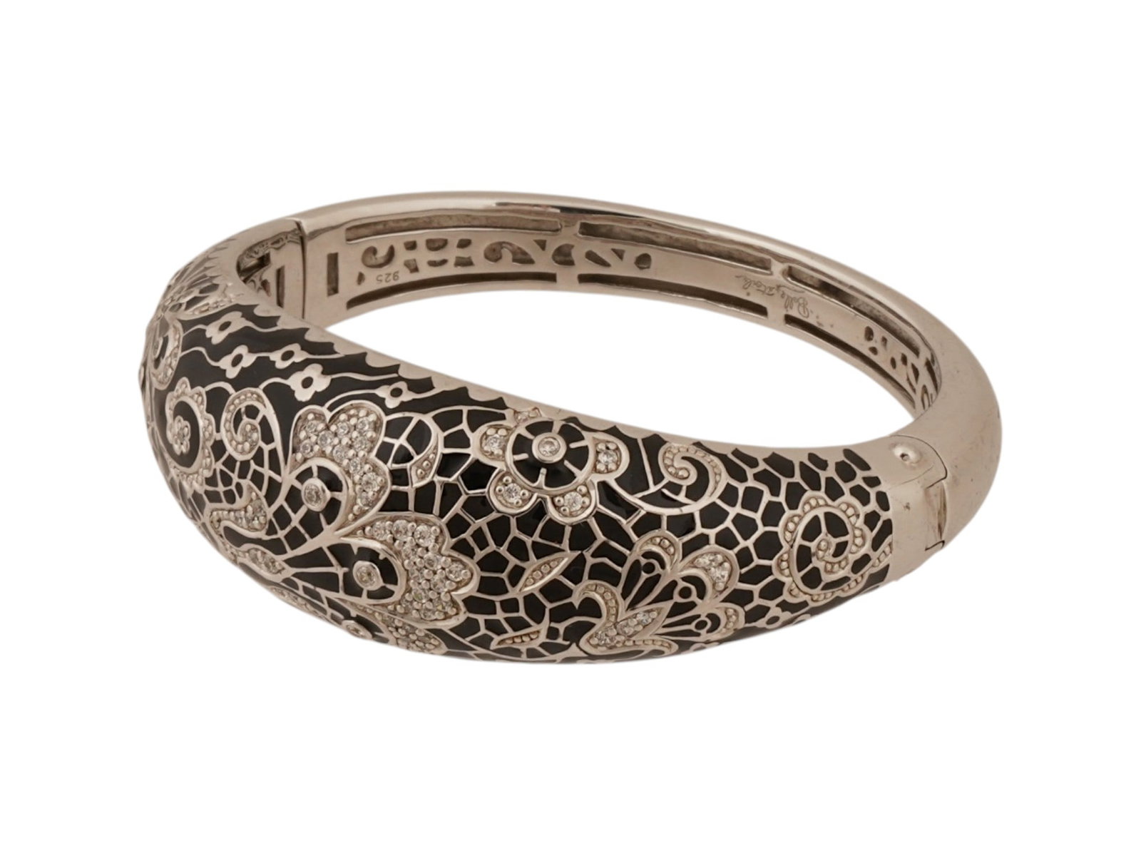 BELLE ETOILE STERLING SILVER ENAMEL BANGLE BRACELET (1 of 9)