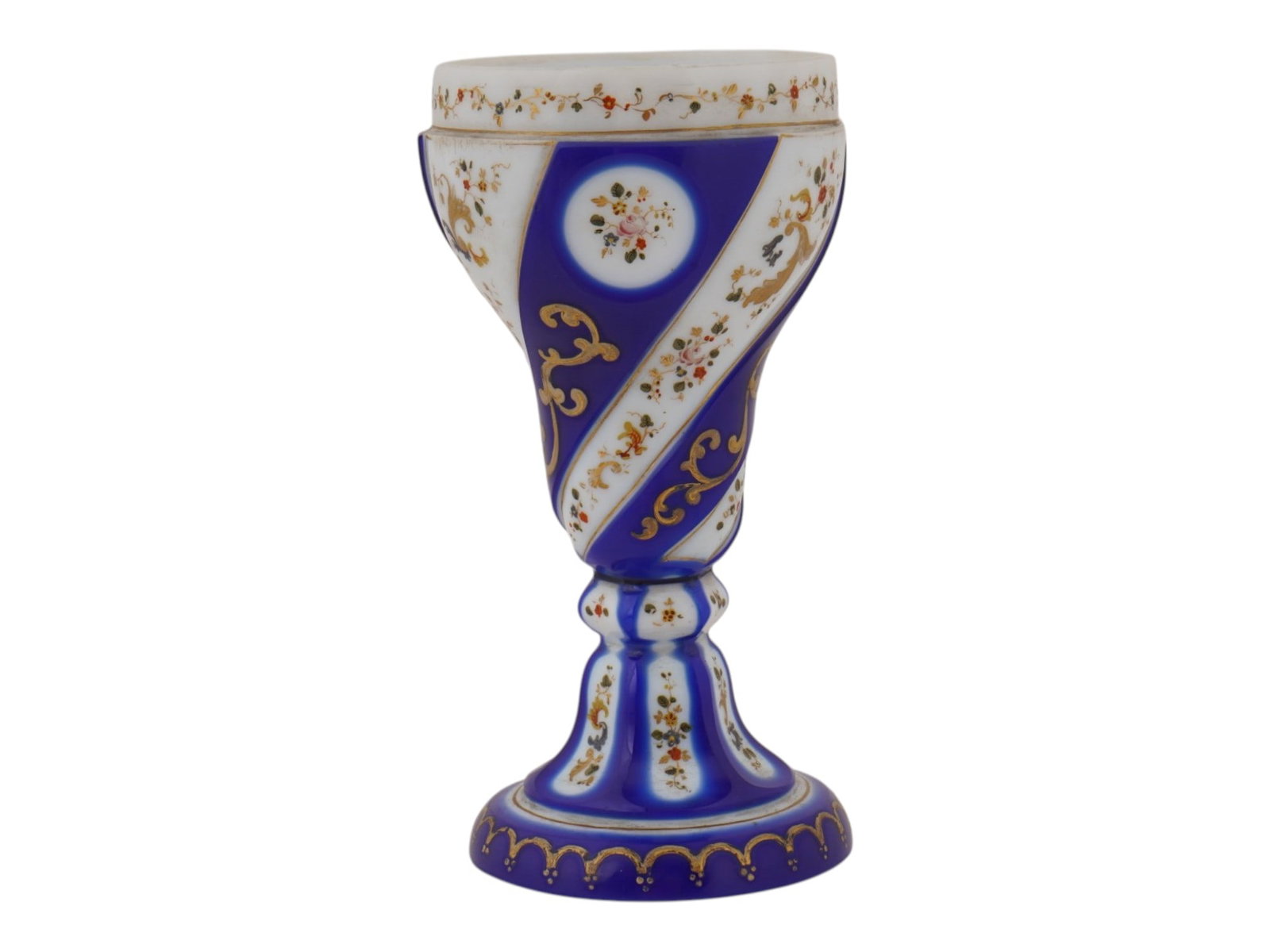 ANTIQUE BOHEMIAN HANS PAINTED OPAQUE GLASS GOBLET (1 of 7)