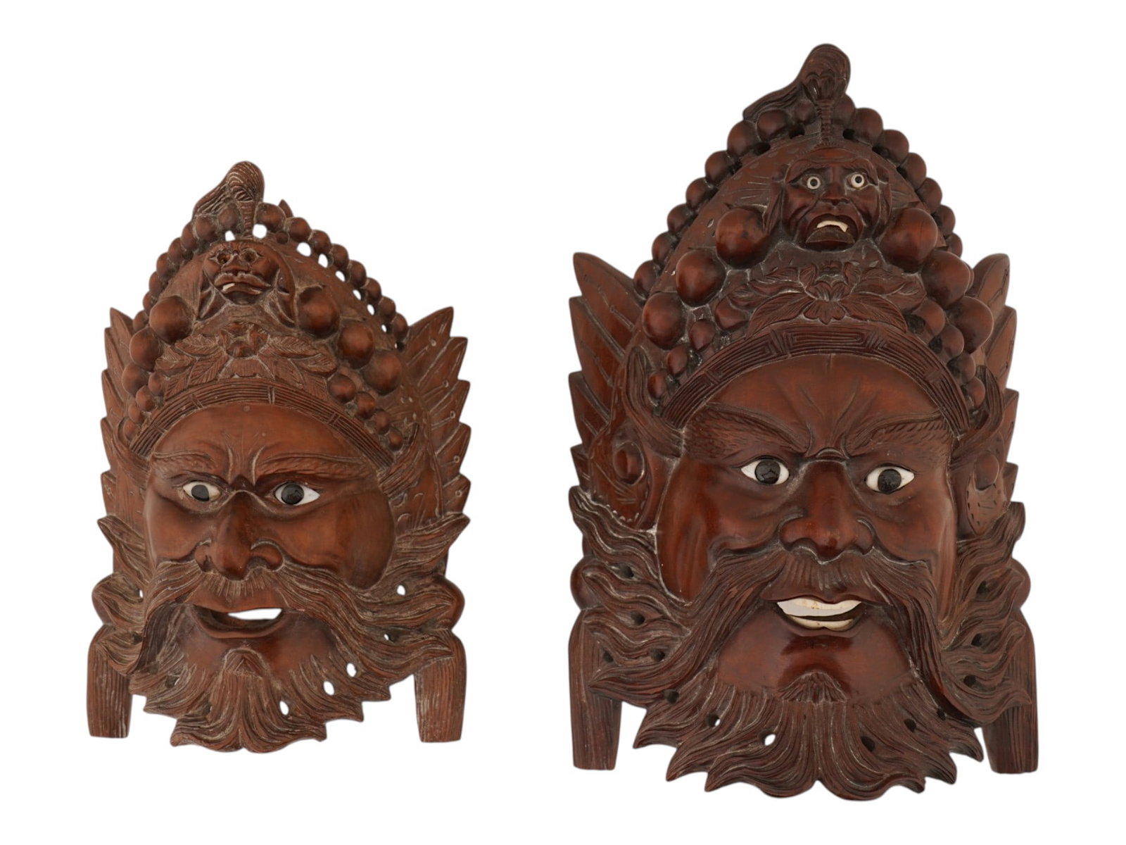 PAIR OF VINTAGE BALINESE CARVED WOODEN MASKS (1 of 7)