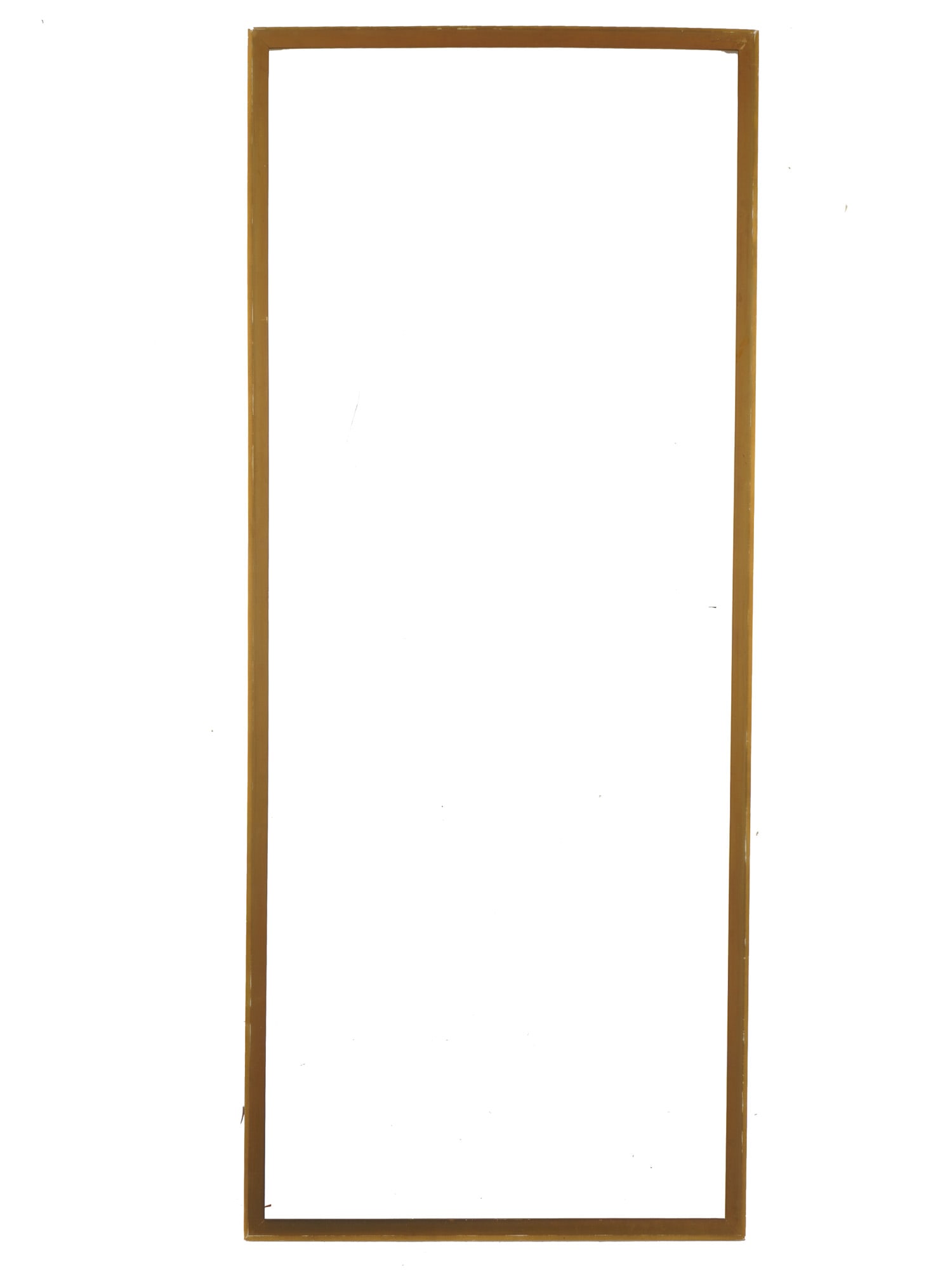 MINIMALIST DESIGN RECTANGULAR GILT WOODEN FRAME: A rectangular frame featuring a contemporary narrow profile with a gold gilt finish over a wooden substrate. The minimalist design emphasizes clean lines and tight mitered corners, making it suitable 