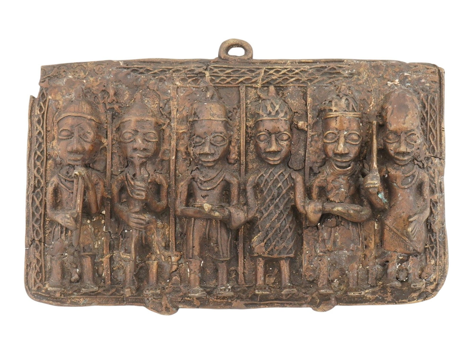 AFRICAN NIGERIAN BENIN EDO PEOPLE CAST BRONZE PLAQUE (1 of 6)