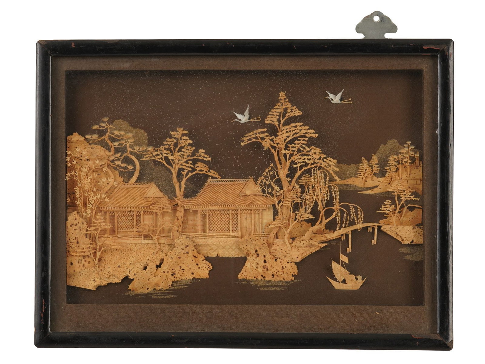 VINTAGE CHINESE TRADITIONAL LANDSCAPE CORK CARVING (1 of 4)
