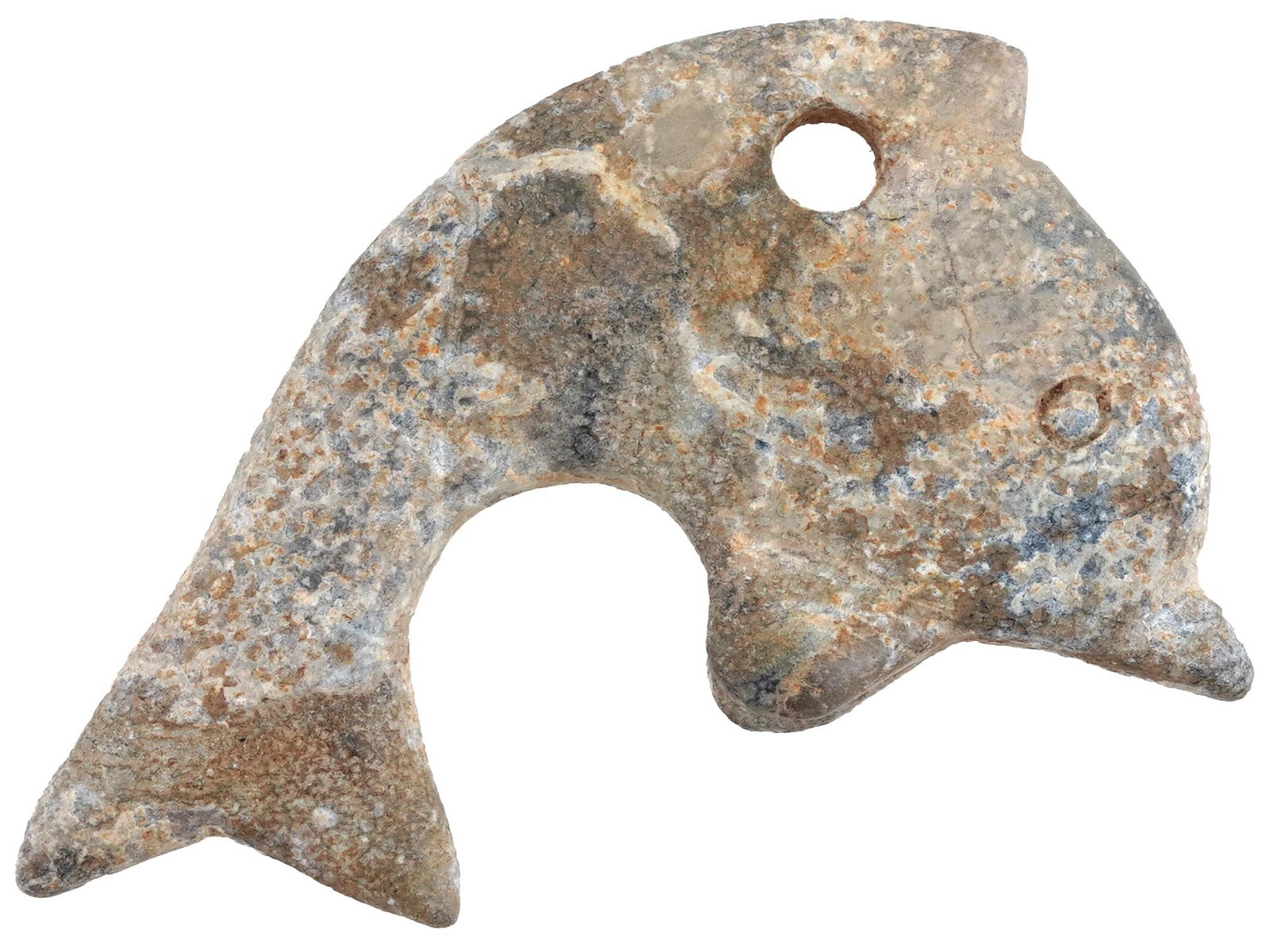 ANCIENT HOLY LAND STONE PENDANT AMULET OF DOLPHIN (1 of 4)