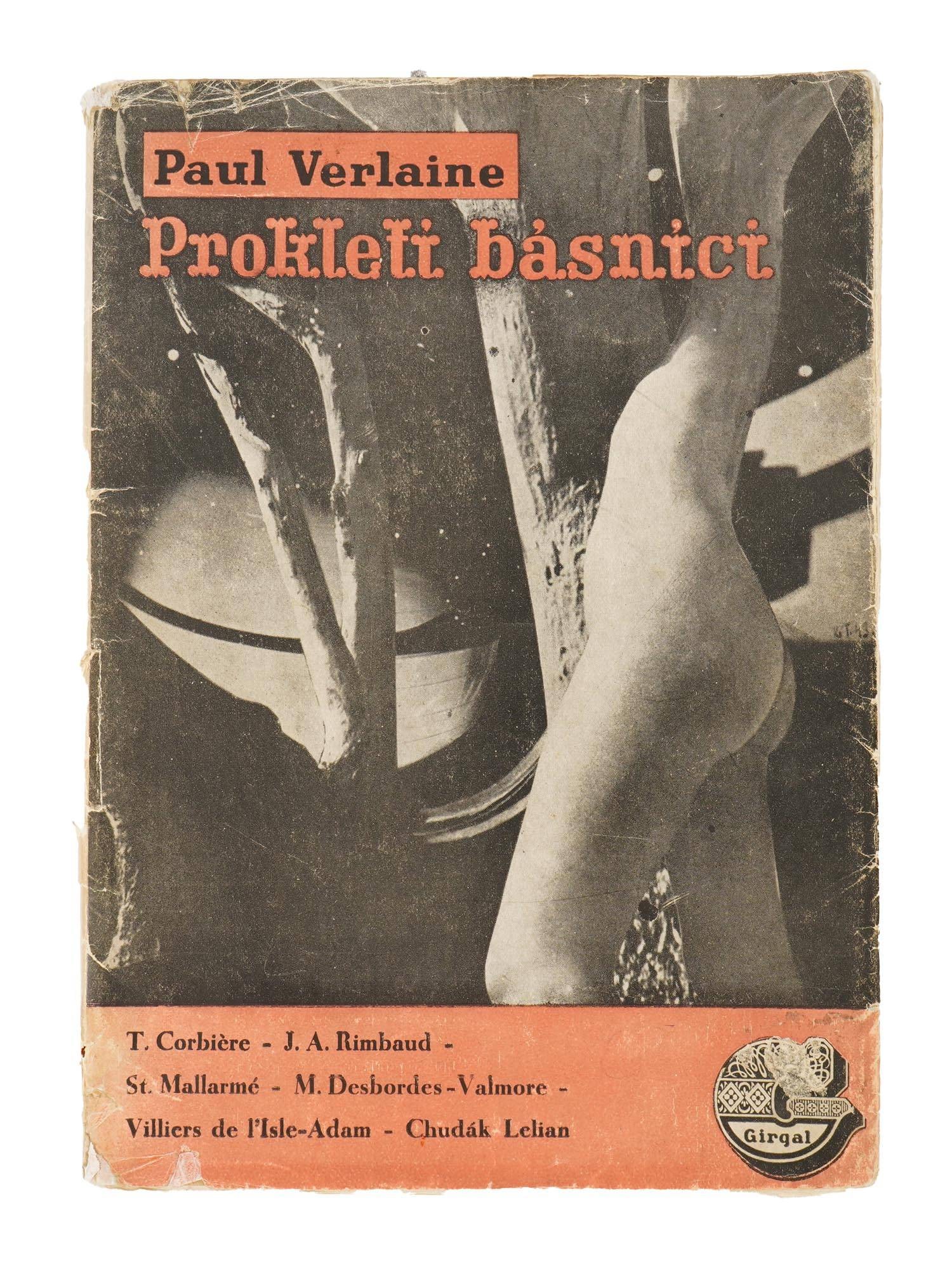 VINTAGE CZECH BOOK THE CURSED POETS BY PAUL VERLAIN: A vintage 1946 Czech edition of The Cursed Poets by Paul Verlaine, published in Prague by Otto Girgal as part of the distinguished Orloj series. This edition is particularly notable for its cover desi