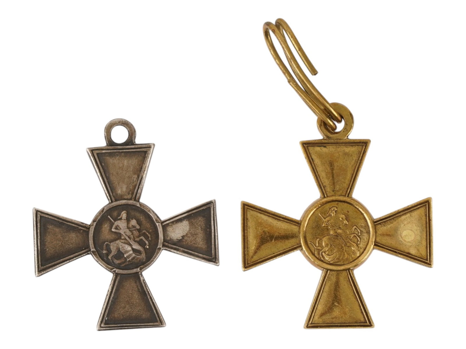 TWO RUSSIAN IMPERIAL ST GEORGE CROSS MEDALS ONE SILVER (1 of 2)