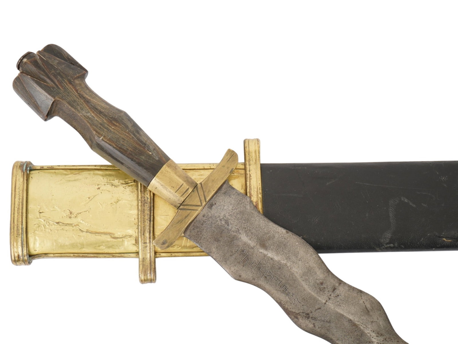PHILIPPINE KRIS DAGGER W WAVY BLADE AND SCABBARD - 2