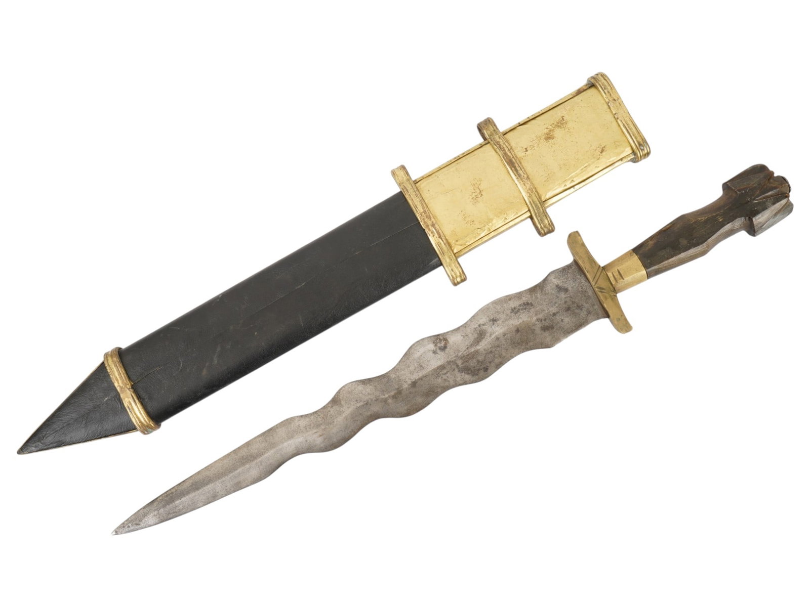 PHILIPPINE KRIS DAGGER W WAVY BLADE AND SCABBARD - 5