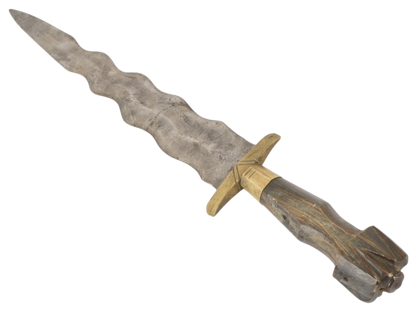 PHILIPPINE KRIS DAGGER W WAVY BLADE AND SCABBARD - 7