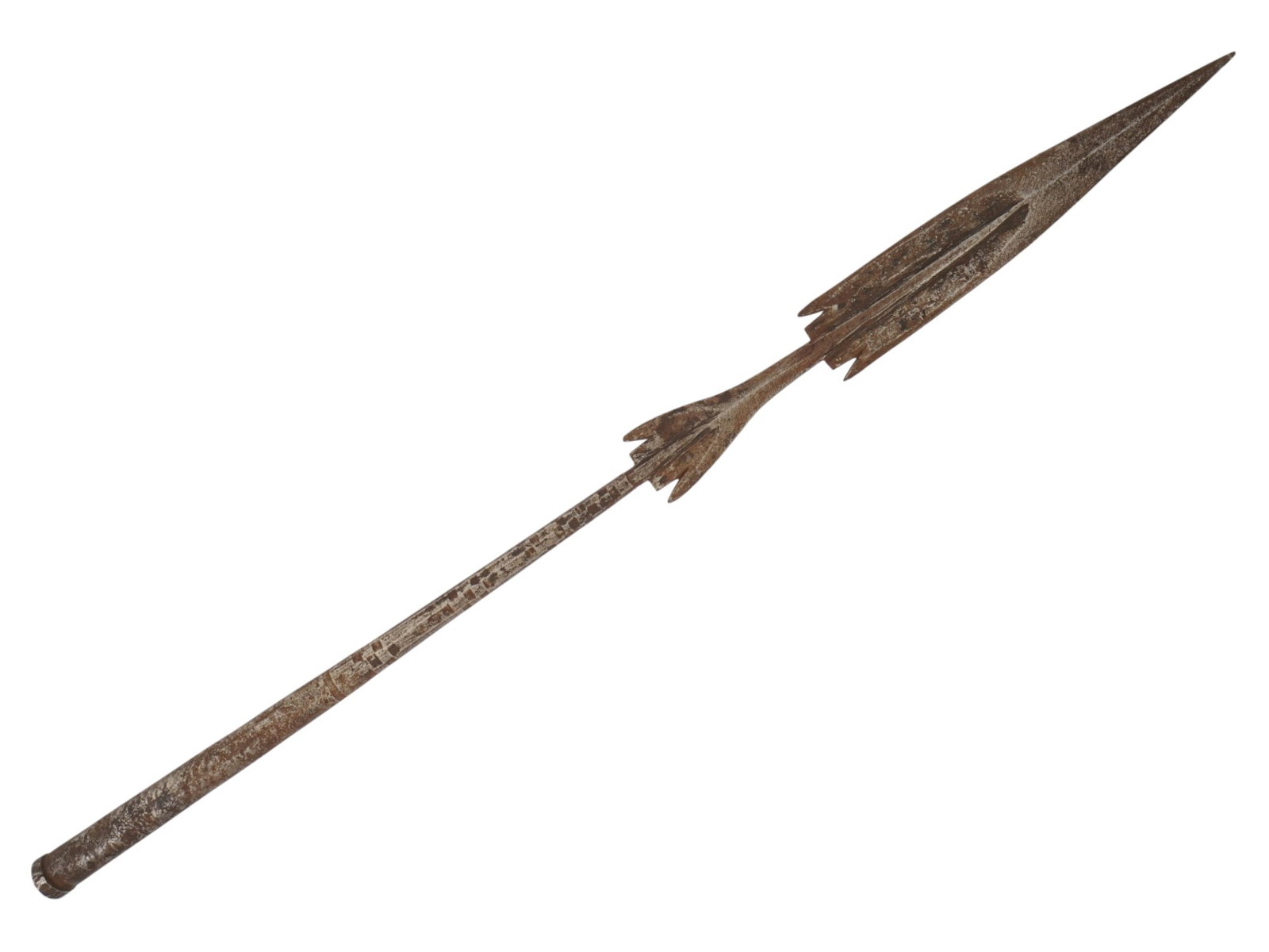 ANTIQUE AFRICAN BARBED SPEARHEAD WITH SPIKES (1 of 7)