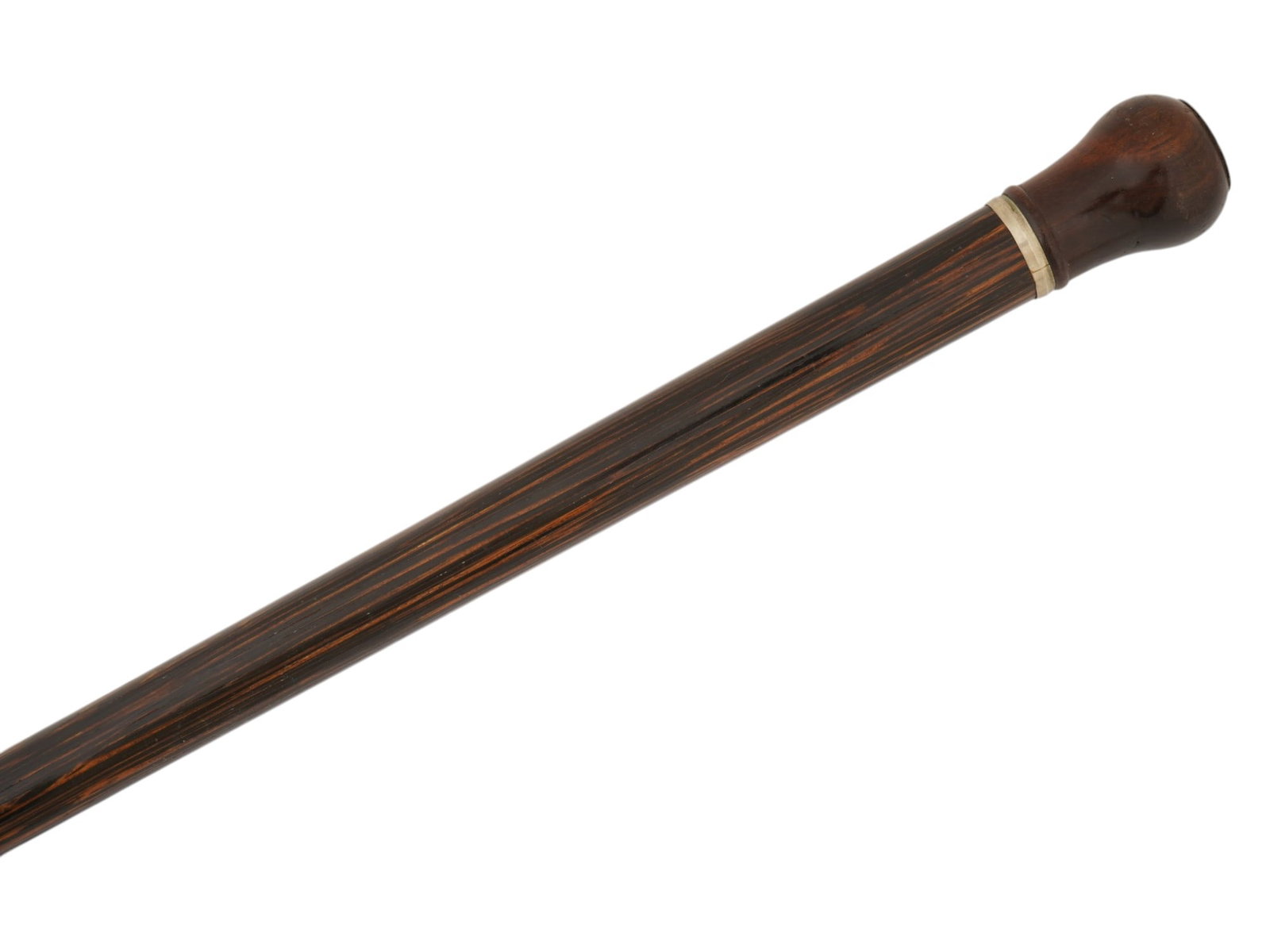 ANTIQUE WOOD AND SILVER WALKING CANE WITH DEDICATION - 5