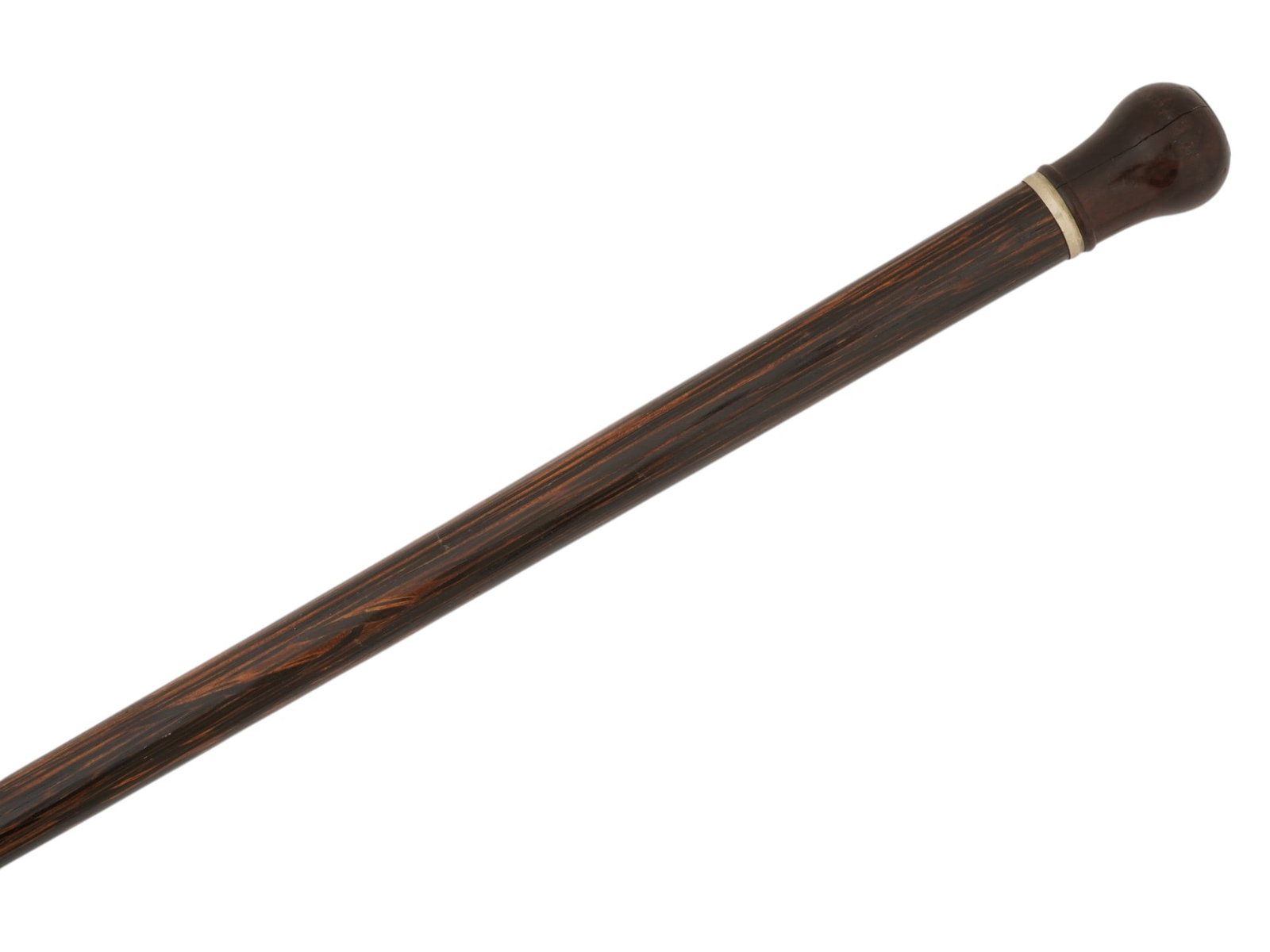 ANTIQUE WOOD AND SILVER WALKING CANE WITH DEDICATION - 6