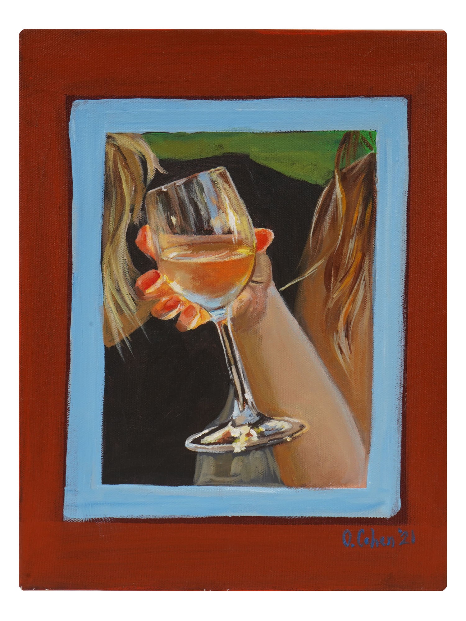 CONTEMPORARY GLASS OIL PAINTING SIGNED BY COHEN (1 of 4)