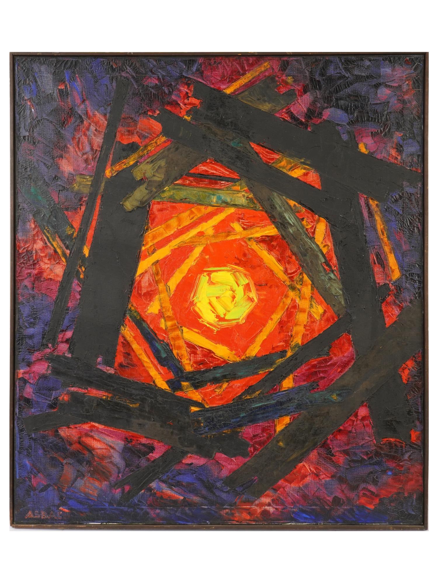 MDOERN ABSTRACT PAINTING SIGNED HUGO ASBACH (1 of 6)