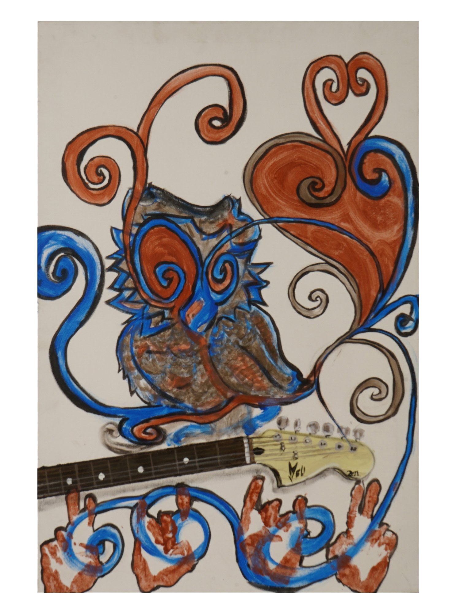 CONTEMPORARY GUITAR OIL PAINTING SIGNED BY ARTIST (1 of 4)