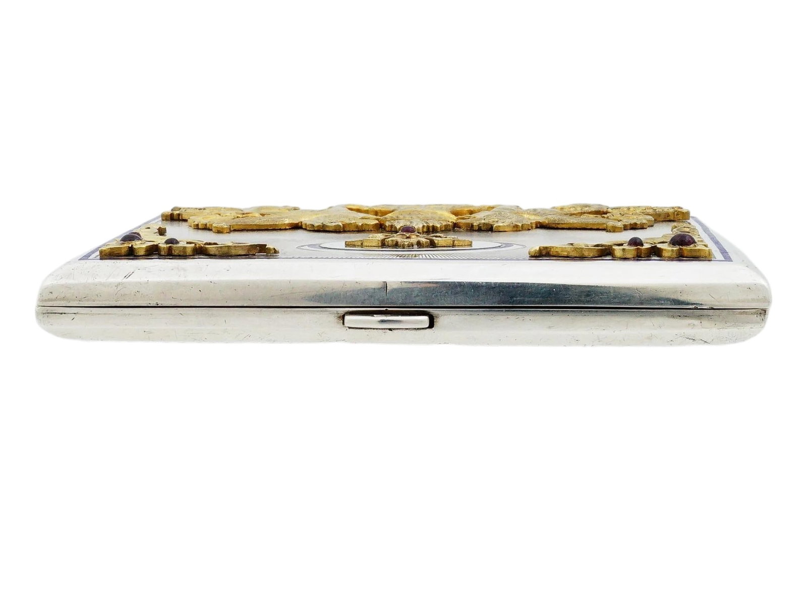RUSSIAN SILVER CIGARETTE CASE WITH GARNETS IOB - 6