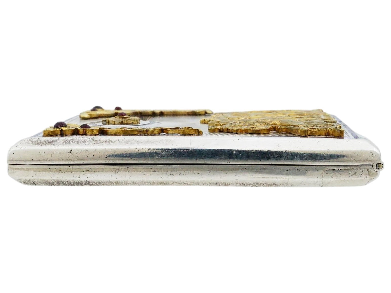 RUSSIAN SILVER CIGARETTE CASE WITH GARNETS IOB - 9