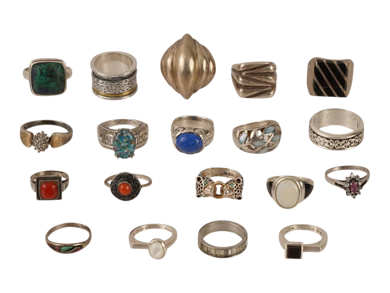 LOT OF STERLING SILVER AND GEMSTONE RINGS (1 of 13)