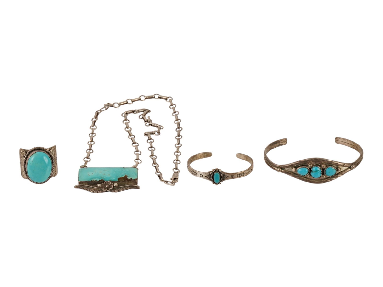 SET OF STERLING SILVER AND TURQUOISE JEWELRY (1 of 13)