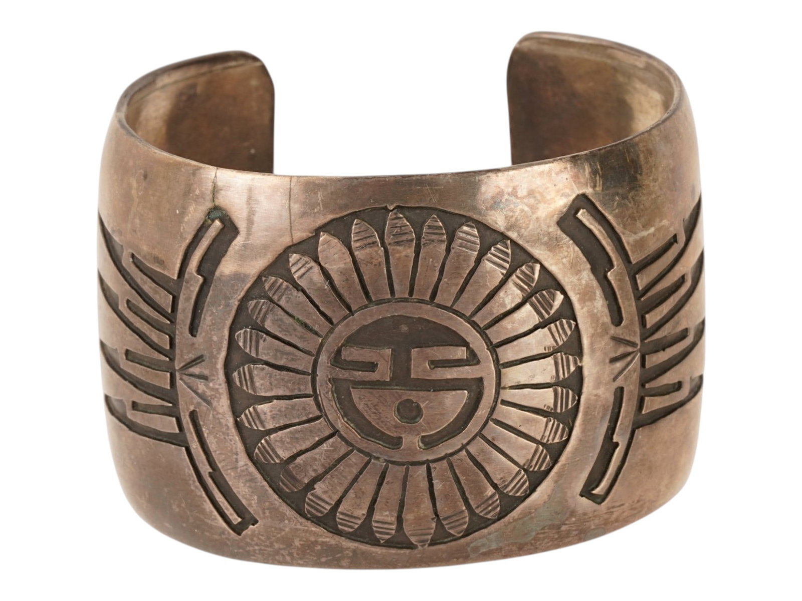 VINTAGE OLD PAWN STERLING SILVER CUFF BRACELET (1 of 8)