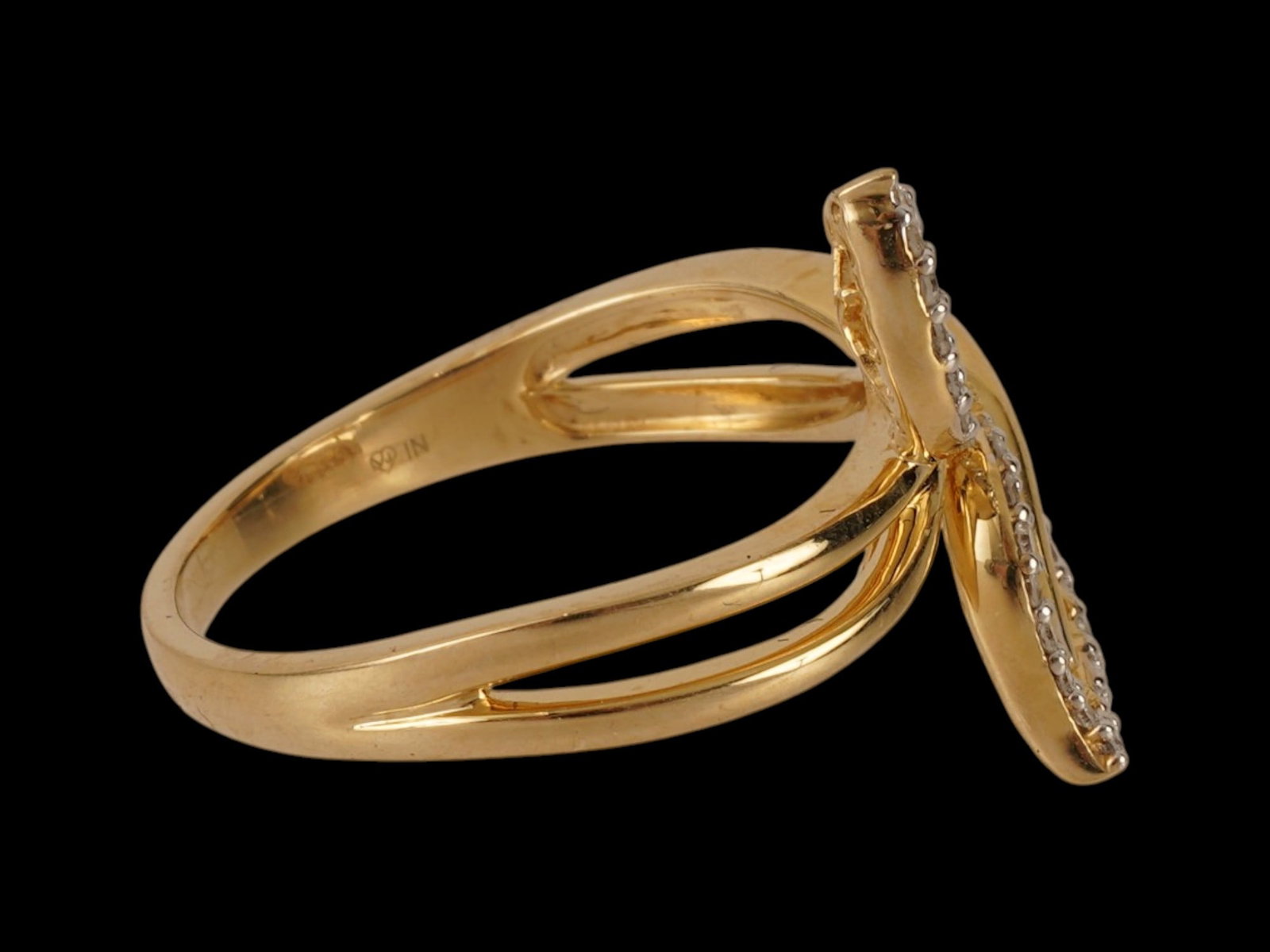 VINTAGE 10K GOLD DIAMOND LEAF STATEMENT RING - 6