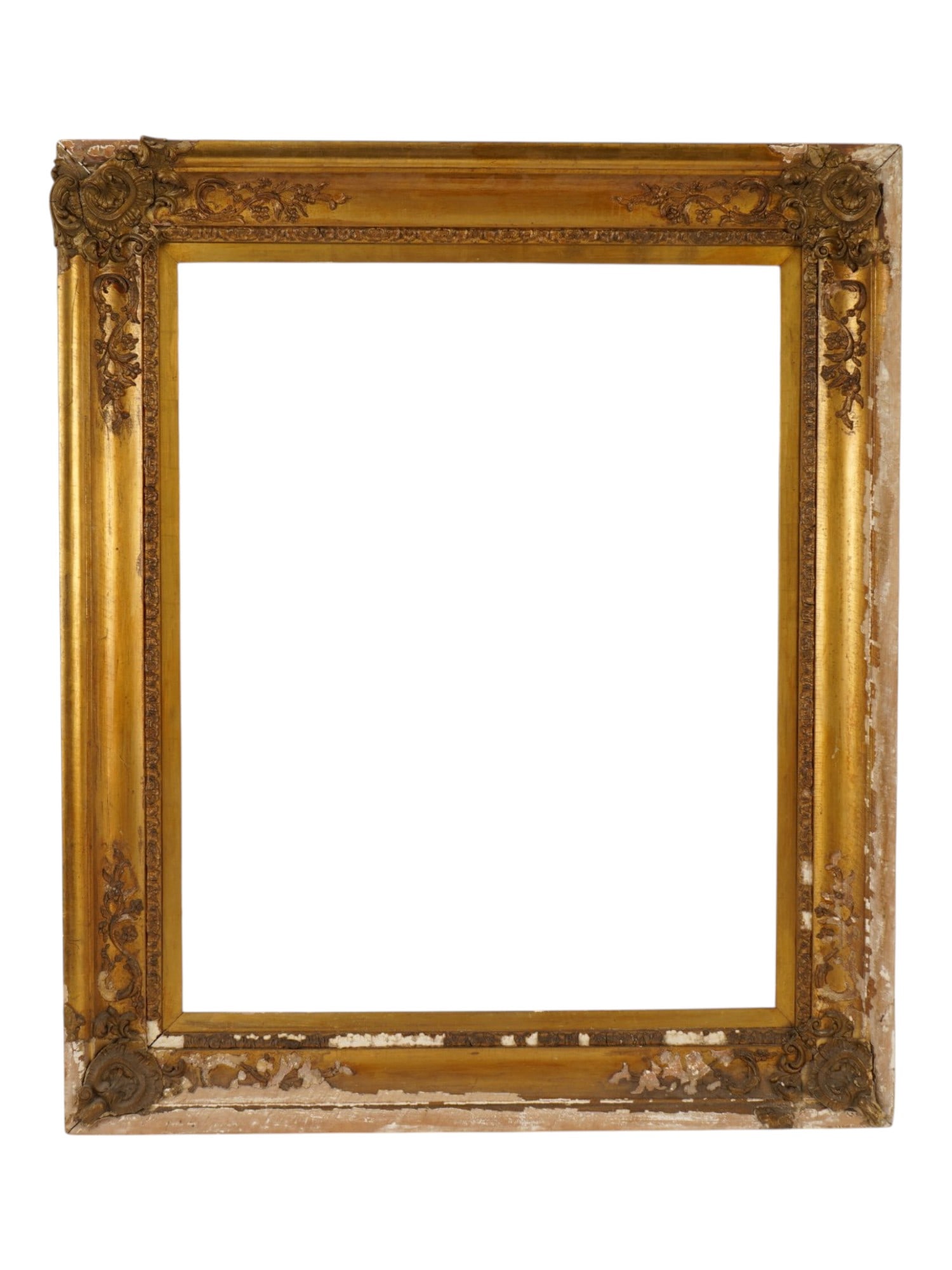 ANTIQUE LOUIS XIV CARVED GILTWOOD FLOWER CORNER FRAME (1 of 6)