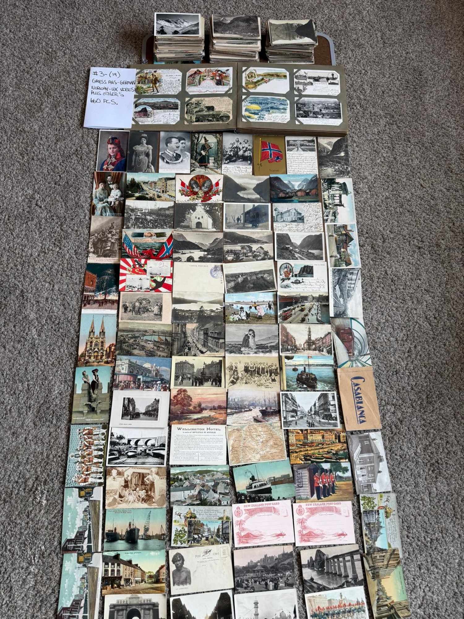 GRUSS AUS-1897-1930'S-GERMAN-NORWAY-UK POSTCARDS: A large mixed lot of 660 German, Norwegian, and British postcards dating back to 1890s to 1930s, including pieces depicting famous historical figures, landscape view postcards, and other. Collectible 