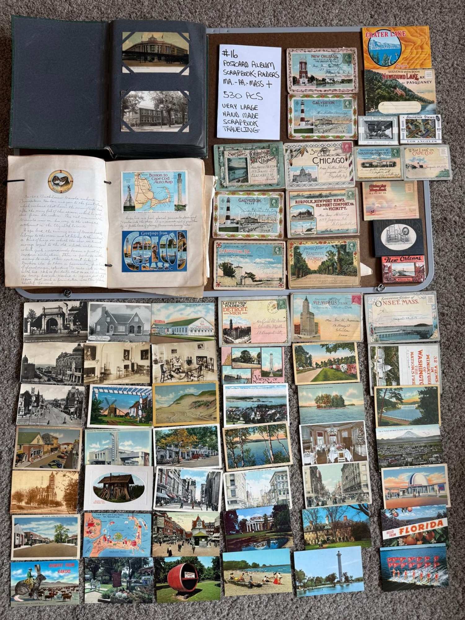 POSTCARD ALBUM SCRAPBOOK FOLDERS MA PA MASS CT (1 of 20)