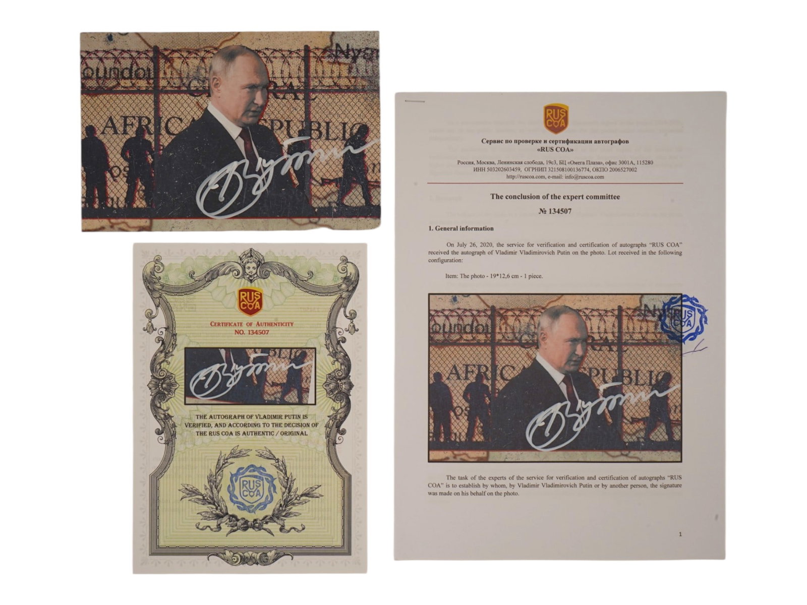 AUTOGRAPHED PHOTOGRAPH RUSSIAN PRESIDENT VLADIMIR PUTIN (1 of 4)