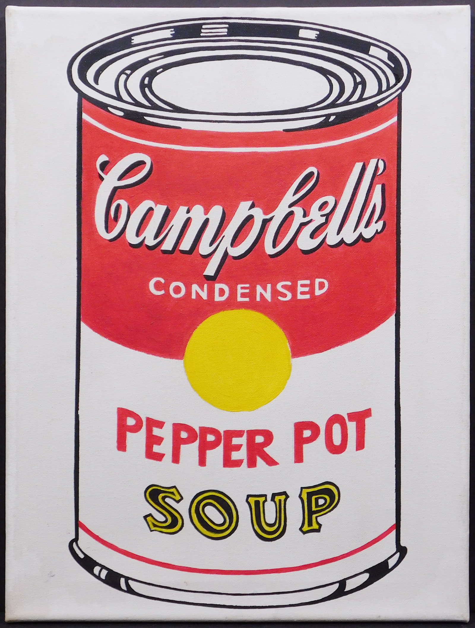 Andy Warhol, After: Campbell's Soup Can: Andy Warhol (American, 1928-1987) After: Campbell's Soup Can, 1982. Acrylic on canvas, unframed. Andy Warhol was an American visual artist, film director, and producer who was a leading figure in the