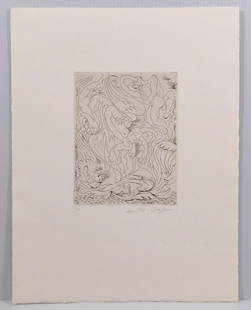 After Andre Masson: Abstract Figures: After Andre Masson (French, 1896-1981): Abstract Figures. Etching on paper, signed and numbered (6/15) in pencil below, unframed. Andre Masson was a French cubist and surrealist painter who was one of
