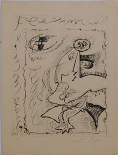 Andre Masson, After: Untitled, from Body and Heart: Andre Masson (French, 1896-1981) After: Untitled, from Body and Heart, 1968. Etching in black on white wove paper. Signed and numbered (115/130) in pencil below. Verso is marked with numbers in pencil