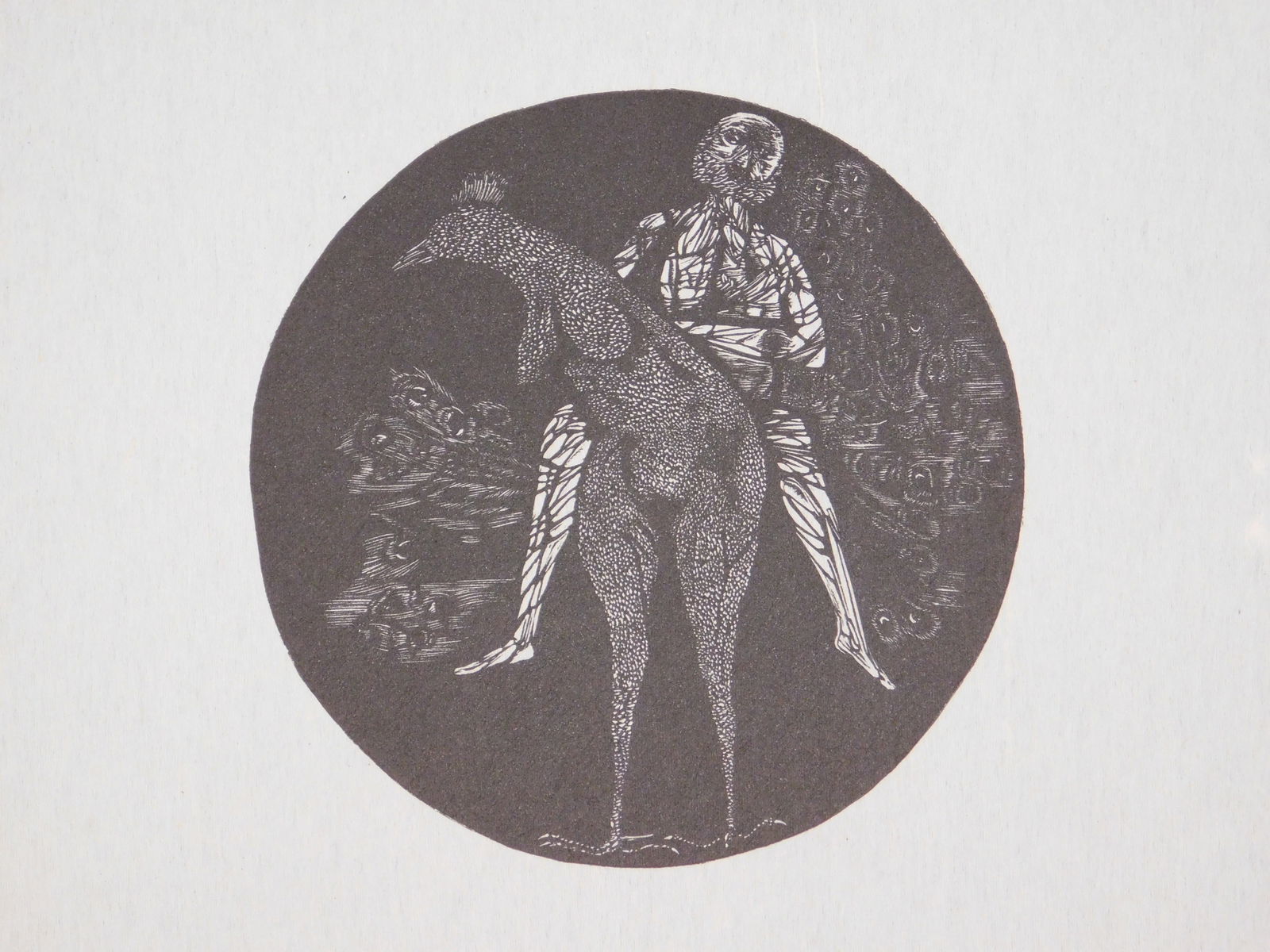 Leonard Baskin: Surreal Man Riding a Hen (1 of 4)