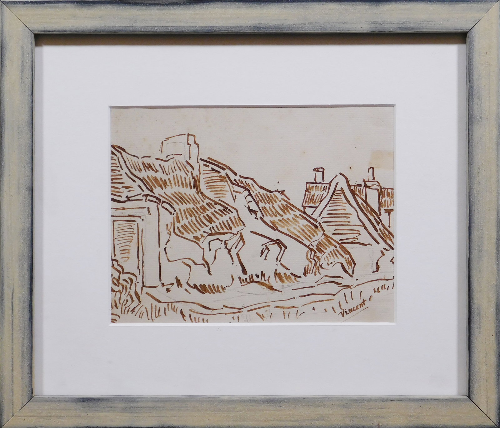 Vincent van Gogh Attributed: Ink Sketch of Houses (1 of 10)