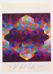 Victor Vasarely, Attributed: Op Art Postcard