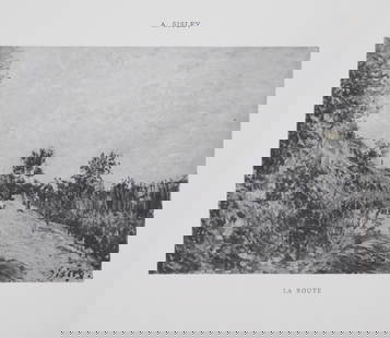Alfred Sisley: La Route: Alfred Sisley (French, 1839 - 1899): La Route. Very rare limited edition gravure print. Printed by Chevallier and Bernheim Jeune 1902. Over 120 years old. This item is accompanied by a document from L