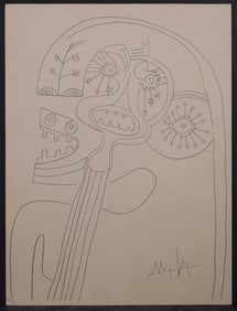 Wifredo Lam, Attributed/Manner of: Surrealist Figures ( Guitar face)