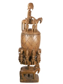 African Tribal Ritual Vessel with Equestrian & Horses, Dogon, Mali