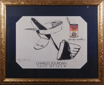 Andy Warhol, Attributed: Signed Exhibition Poster with Drawing