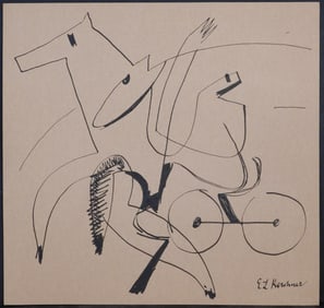 Ernst Kirchner, Manner of/ Attributed: Horse Pulled Chariot