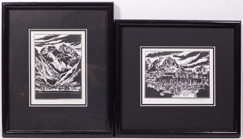 Marion Johansen: Alaskan Sea Town (2 Engravings)