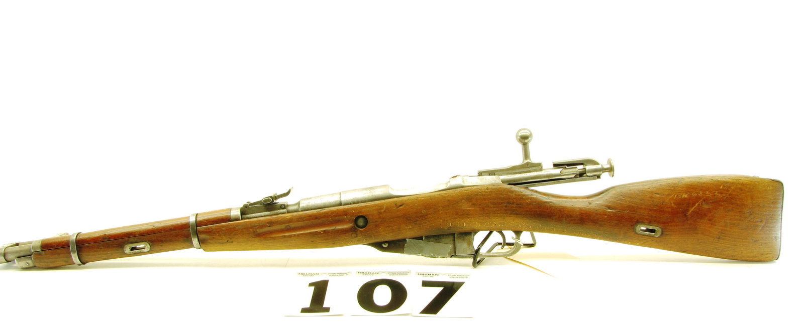 Mosin Nagaunt M44 7.62 X 54 Bolt Action Rifle: Most of the bluing is gone and the bolt number does not match barrel is pitted but rifling is obvious with Bayonet