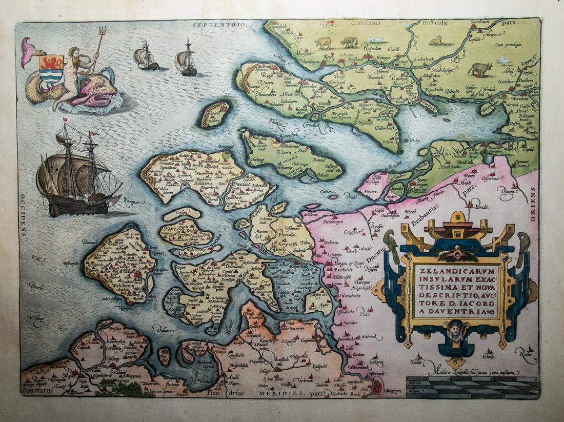 Abraham Ortelius Antwerp 1527 - 1598 Zealand: Illuminated etching, Located on a cartouche 40x52 cm